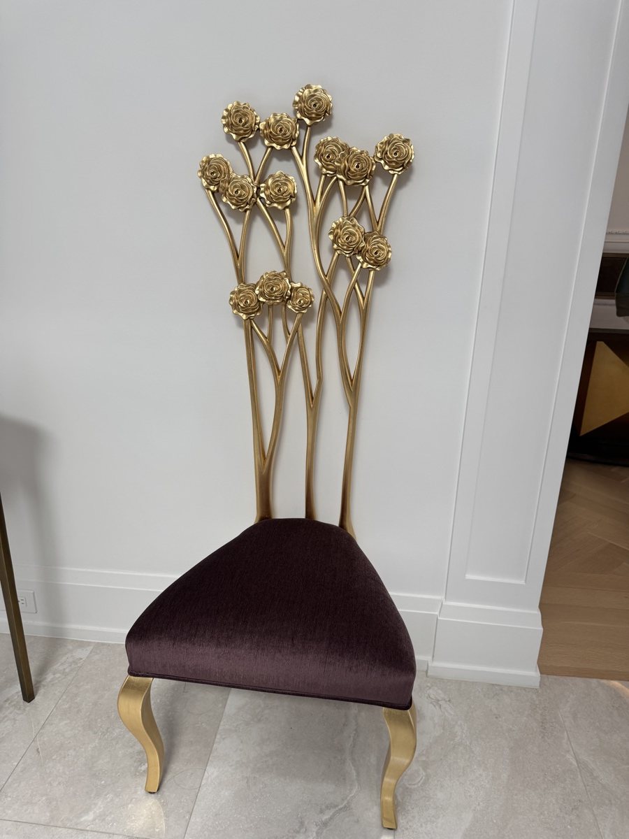 Gold Rose-Bouquet Chair